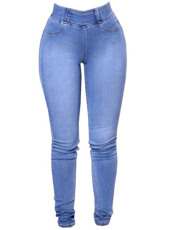 Women Fashion Slim Fit Stretchy Skinny Jeans - Bleu clair XL