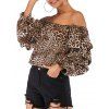 Womens Leopard print Floral Print Long Sleeve Chiffon Shirt Blouse Tops - DARK KHAKI XL