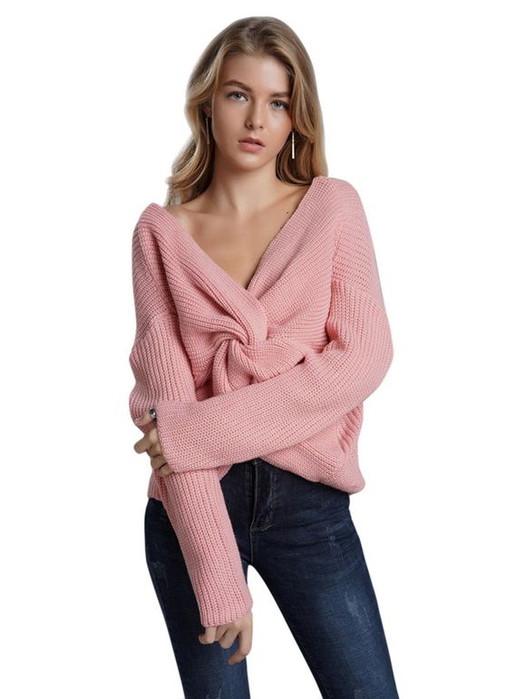 Backless sexy  crossover design  Sweaters - Rose L
