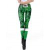 Womens Stretch Fadeless Clover Print Leggings Tight Yoga Pants - Vert M