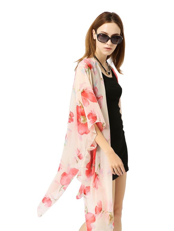 Chiffon Beach Cardigan Bikini Cover Jacket - Rose ONE SIZE