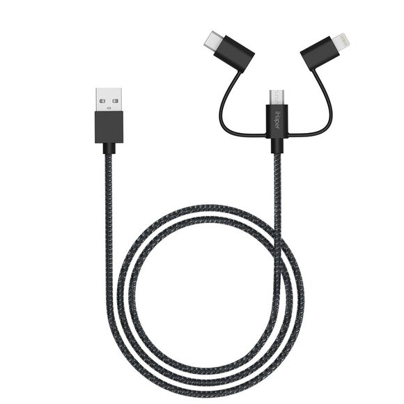 iHaper 3-in-1 Charging&Sync Cable - Noir 