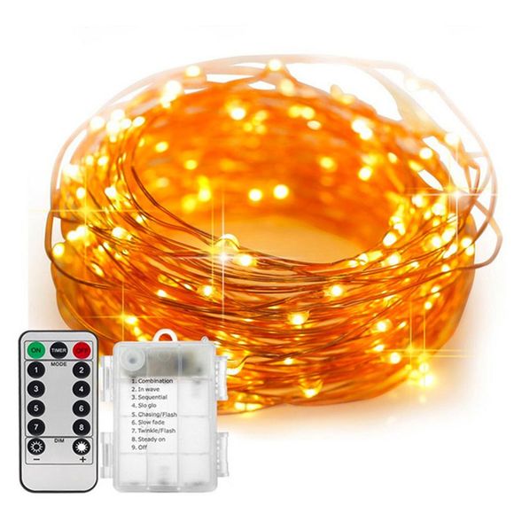 5M/10M 100 Led Fairy Lights 8 Flashing Modes Battery Operated With Remote Control Timer Waterproof Copper Wire Twinkle String Lights For Bedroom Indoor Christmas Decoration - Blanc Chaud 5M 50LED