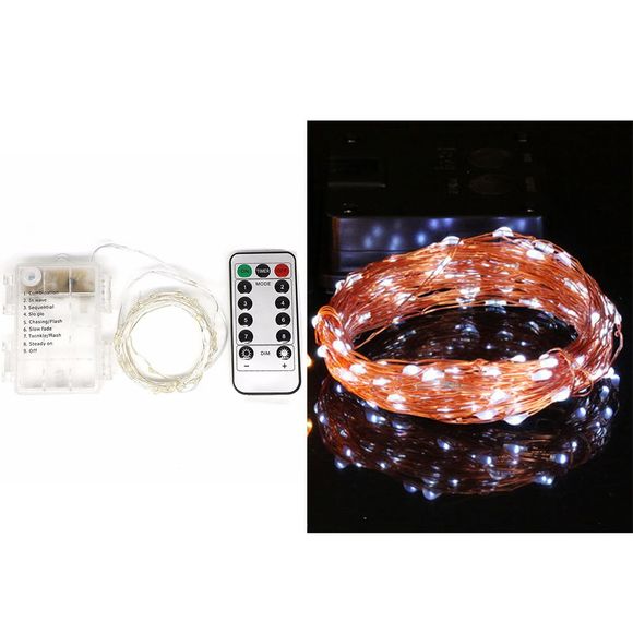 5M/10M 100 Led Fairy Lights 8 Flashing Modes Battery Operated With Remote Control Timer Waterproof Copper Wire Twinkle String Lights For Bedroom Indoor Christmas Decoration - Blanc Froid 10M 100LED
