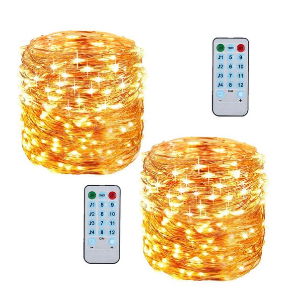 12 Mode Adjustment Music  Sound Activated Twinkle Lights with Remote Control Waterproof for Dorm Wall Party Curtain Decorations Christmas Copper Light String - Blanc Chaud 10M
