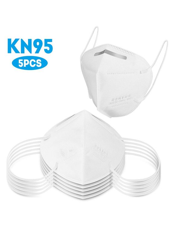 5PCS KN95 Masque Facial à 4-Couches avec Boucle d'Oreille Elastique de Certification FDA et CE - Blanc 