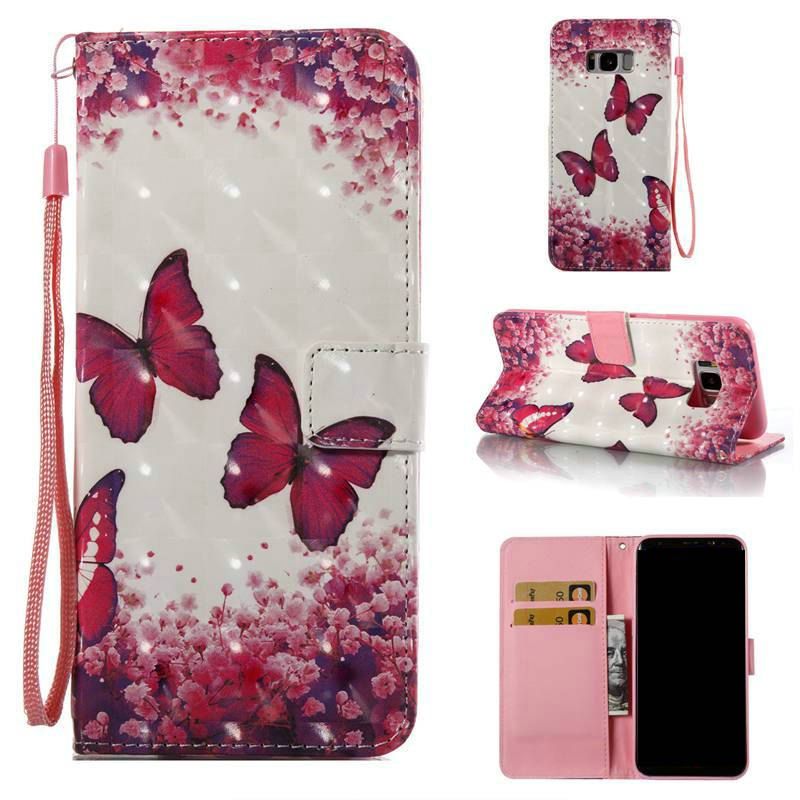 

Rose Butterfly 3D Painted PU Phone Case for Samsung Galaxy S8 Plus, Colormix