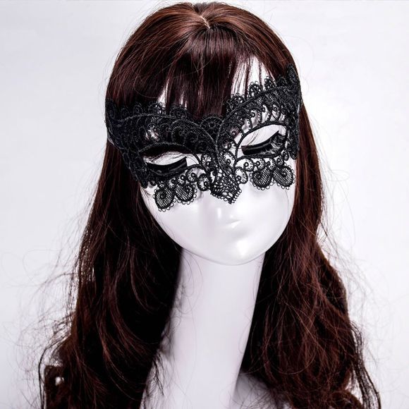 Mcyh Wl151 Costume Ball Black Sexy Lace Mask - Noir 22*11CM
