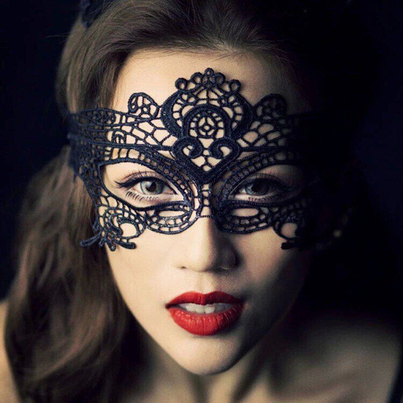 Yeduo Black Maska Sexy Lady Lace Masquerade Halloween Party Kostium Fancy Dress - CZARNY 