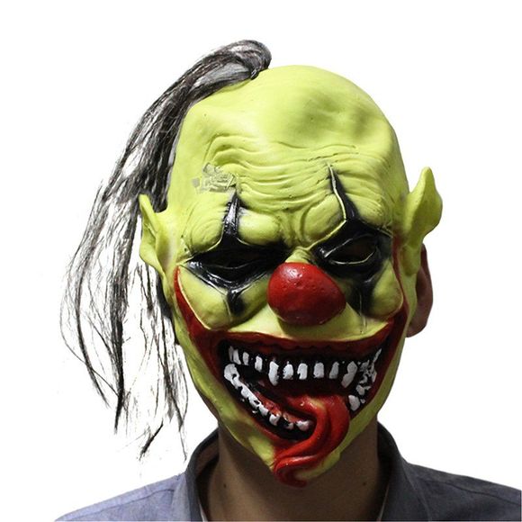 Yeduo Masque Effrayant d'Halloween avec Perruque Cheveux Vert Visage Clown en Latex Léger pour Mascarade d'Halloween Bar Fête Costumée - multicolorcouleur 