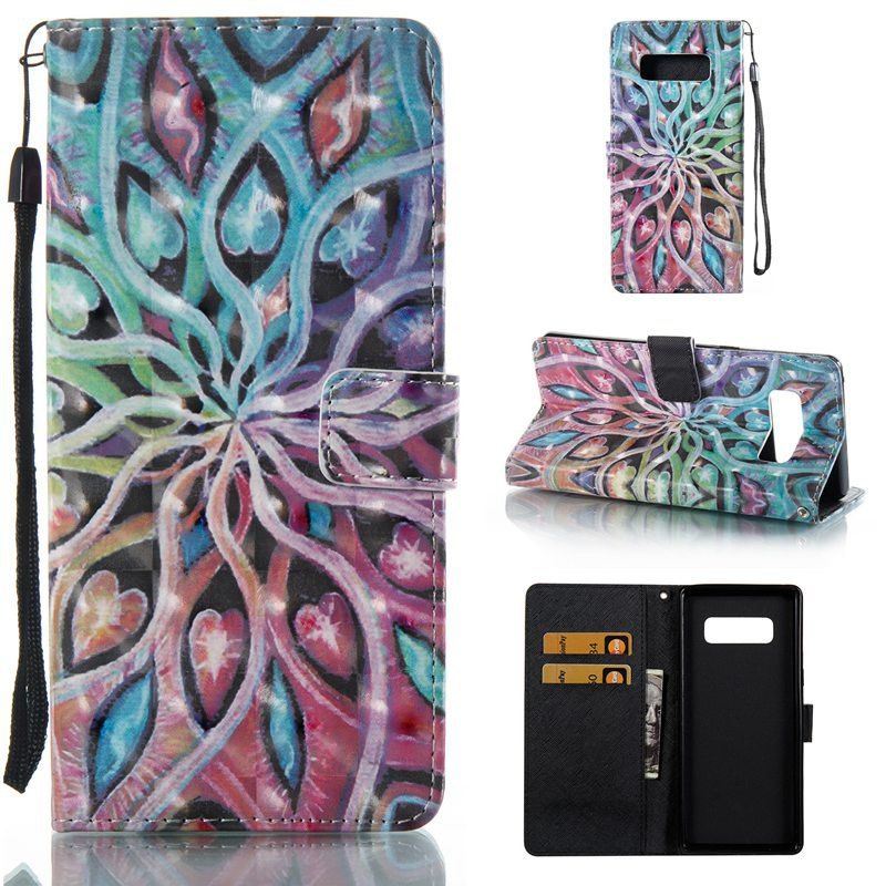 

Spread Flowers 3D Painted Pu Phone Case for Samsung Galaxy Note 8, Colormix