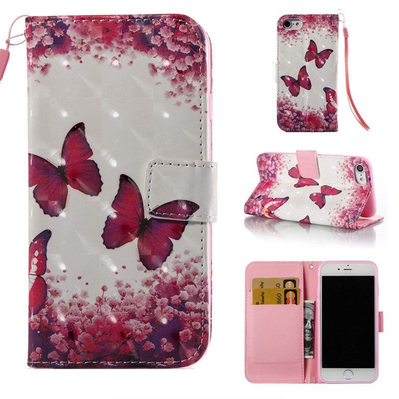 

Rose Butterfly 3D Painted Pu Phone Case for Iphone 7, Colormix