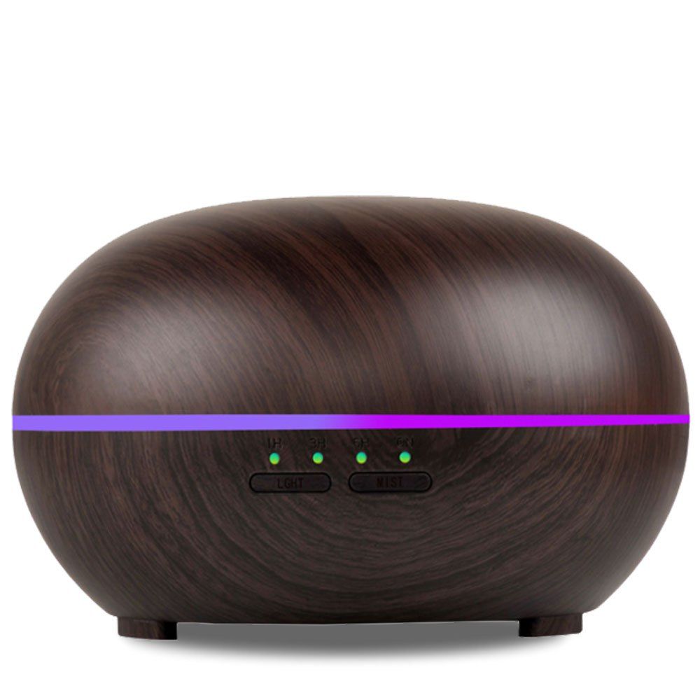 

300ml Wood Grain Air Humidifier Ultrasonic Aroma Diffuser LED Night Light, Brown