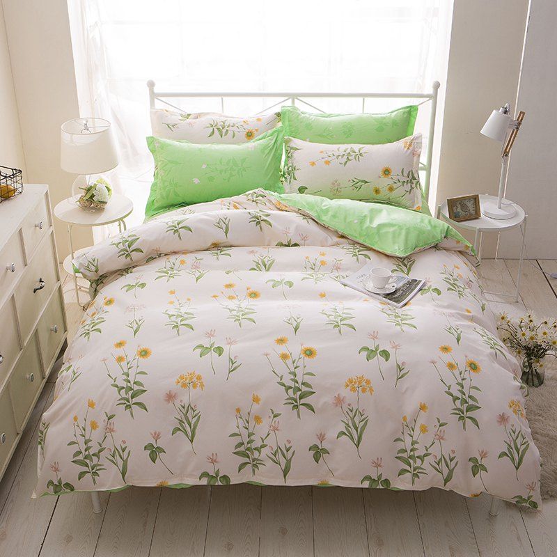 2018 Dyy 4pcs Fashion Individual Chemical Fiber Dedding Set Dyy 4pcs Fashion Individual Chemical Fiber Dedding Set Pillowcase Bed Sheet Quilt Cover Green