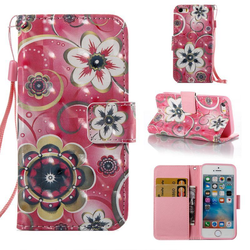 

Tulip Flower 3D Painted PU Phone Case for iPhone 5S / SE, Colormix