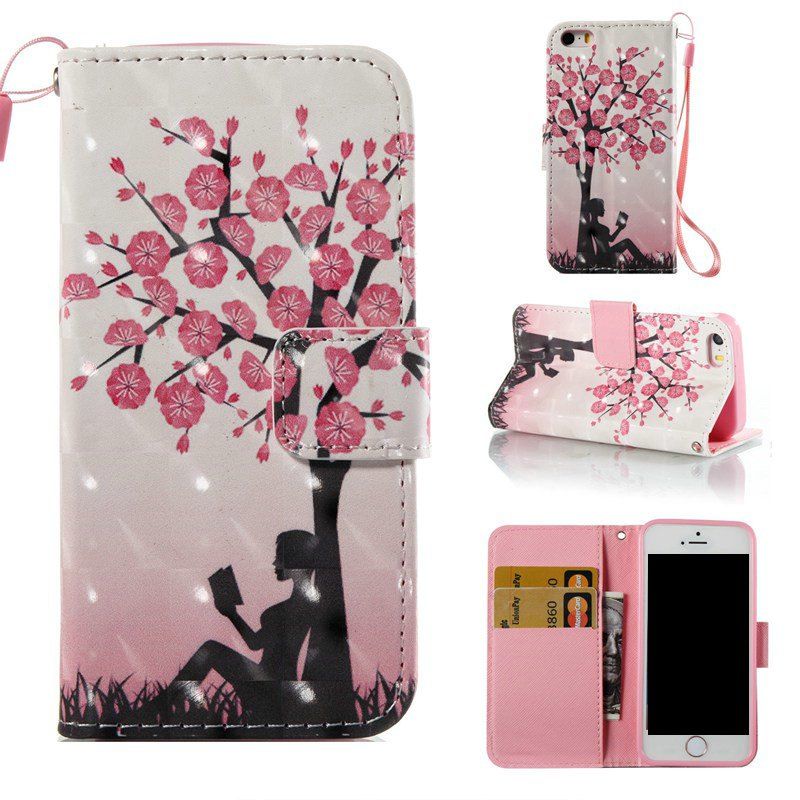 

Plum Tree Girl 3D Painted Pu Phone Case for iPhone 5S / SE, Colormix