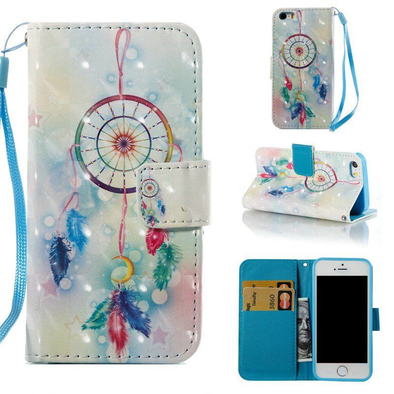 

Feather Wind Chimes 3D Painted Pu Phone Case for iPhone 5S / SE, Colormix