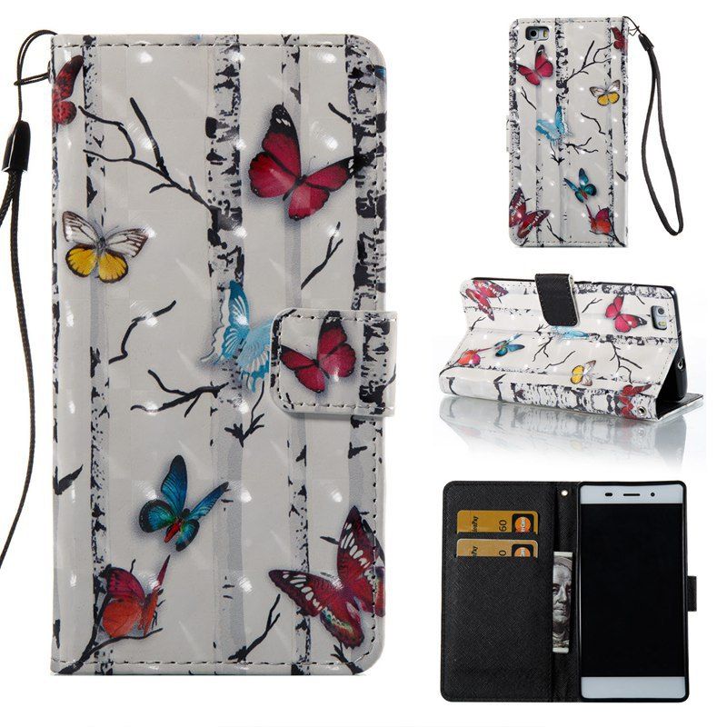 

Butterflies 3D Painted Pu Phone Case for Huawei P8 Lite, Colormix