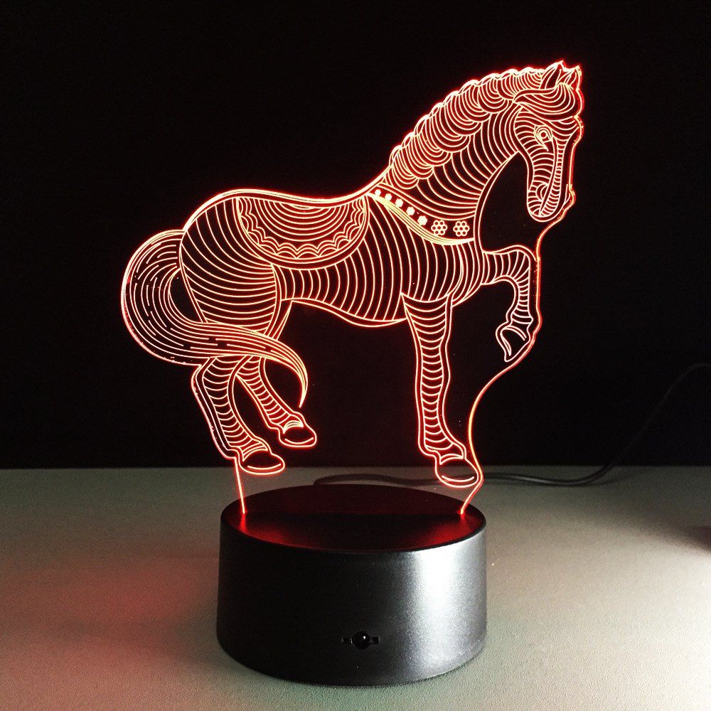 

Yeduo 3D LED Animal Nightlights Horse Zebra Desk Table Lamp USB Bedside Night Light, Colormix