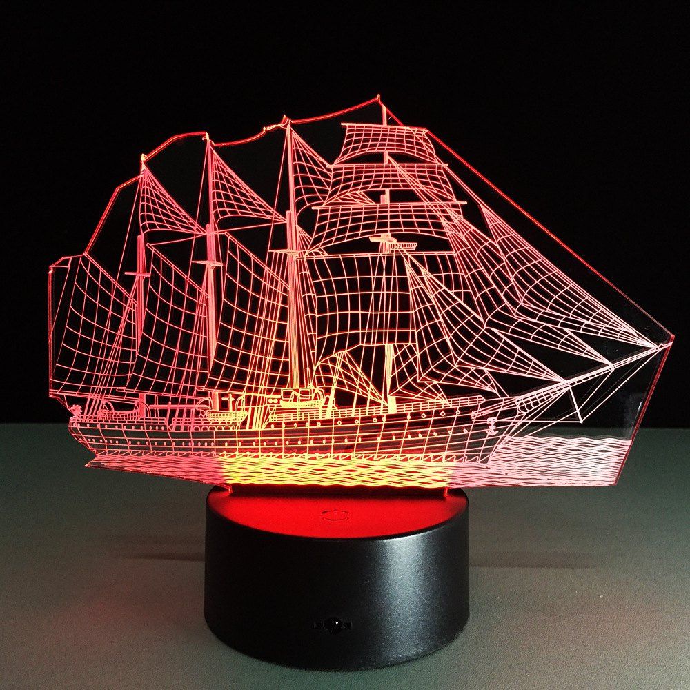 

Yeduo Creative 3D LED Night Light Acrylic Sailing Boat Shape Discoloration Lamp, Colormix
