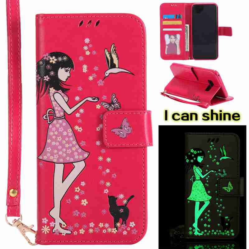 

Women Cat Luminous Painted Pu Phone Case for Samsung S8 Plus, Tutti frutti