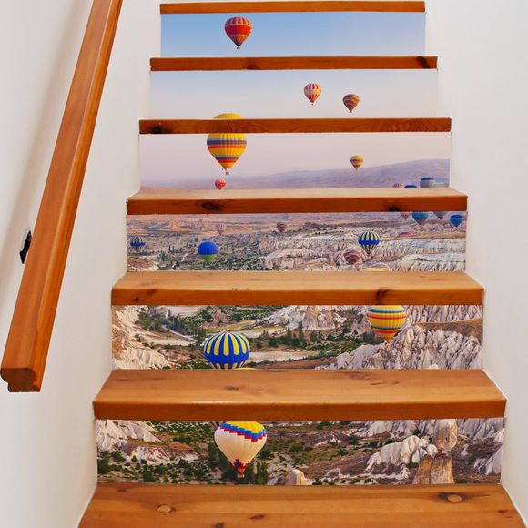 Hot Air Balloon Style Stair Sticker Wall Deco - COULEUR MELANGER 18 X 100CM X 6 PIECES