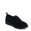 Chaussures plates à lacets et à lacets de couleur unie - Noir 39