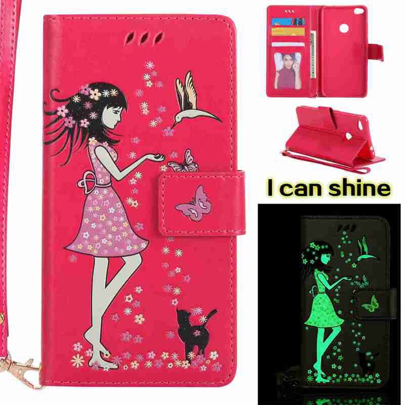 

Women Cat Luminous Painted Pu Phone Case for Huawei P8 Lite 2017, Tutti frutti