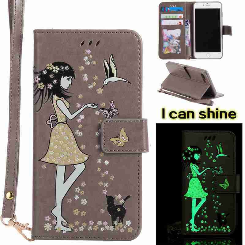 

Women Cat Luminous Painted Pu Phone Case for iphone 6 6S, Oyster