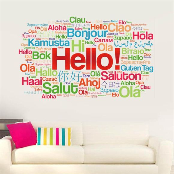 Creative Holle English Alphabet Motivational Slogan Décoration İntérieure Stickers Muraux - coloré 