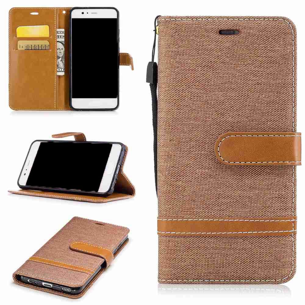 

Fight Color Denim Pu Phone Case for Huawei P8 Lite 2017, Brown