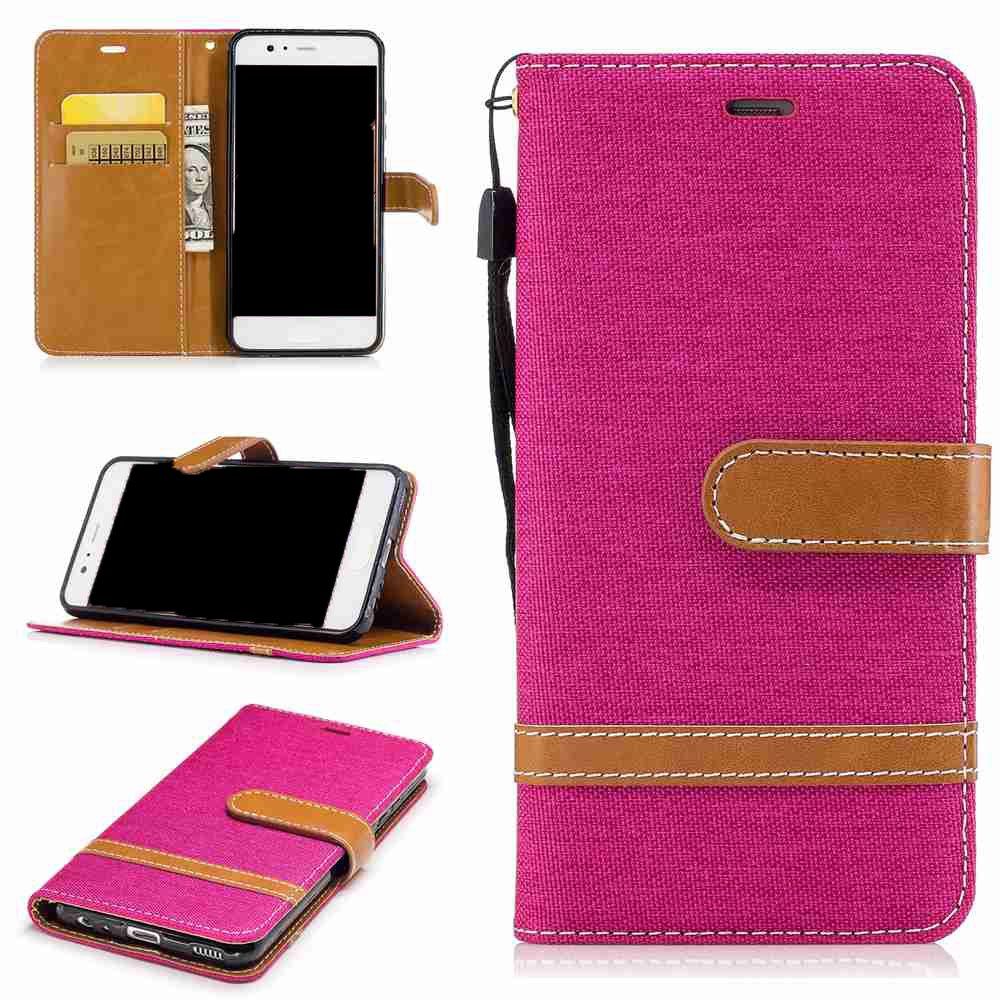 

Fight Color Denim Pu Phone Case for Huawei P8 Lite 2017, Sangria