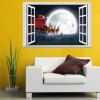 Creative Santa Claus On The Moon 3D Décoration intérieure Wall Strickers - multicolore 