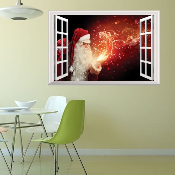 Creative Christmas Old Man Fireworks 3D décoration intérieure Stickers muraux - multicolore 