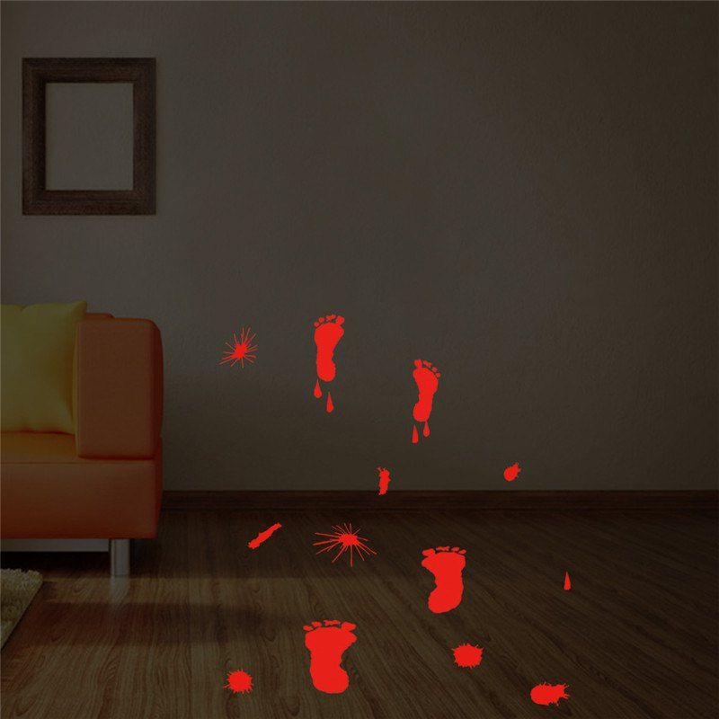 

Diy Creative Halloween Footprint Home Decoration Wall Stickers, Red