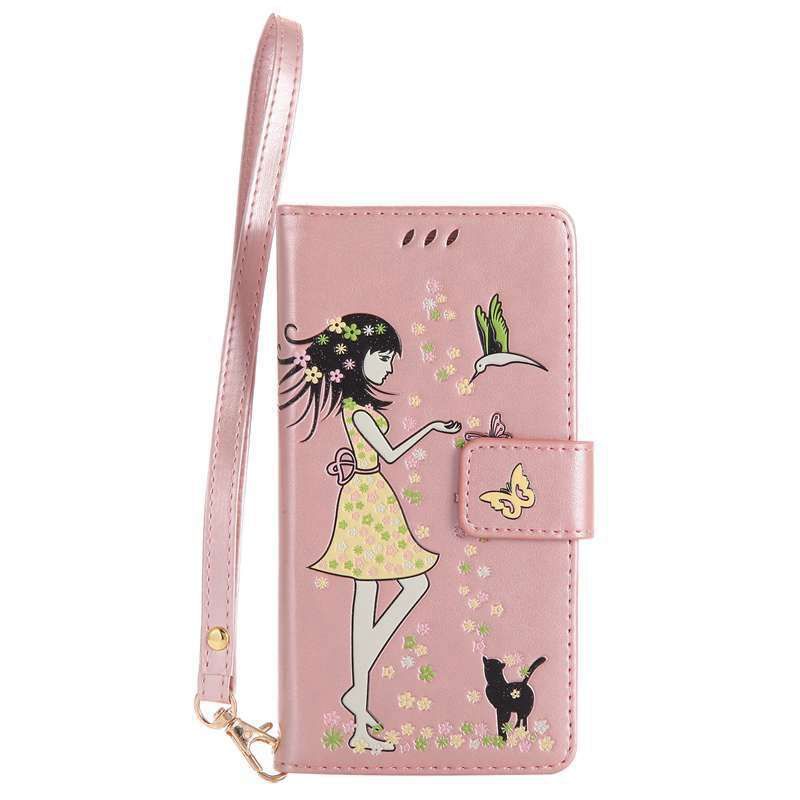 

Women Cat Luminous Painted Pu Phone Case for Samsung Galaxy A5 2017, Rose gold