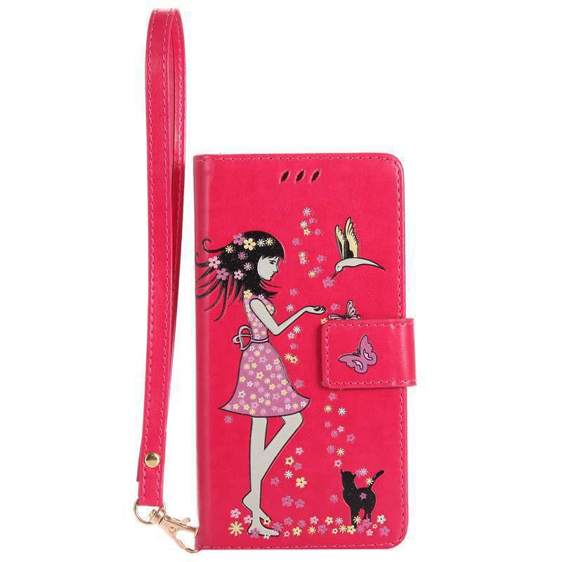 

Women Cat Luminous Painted Pu Phone Case for Samsung Galaxy A5 2017, Rose madder