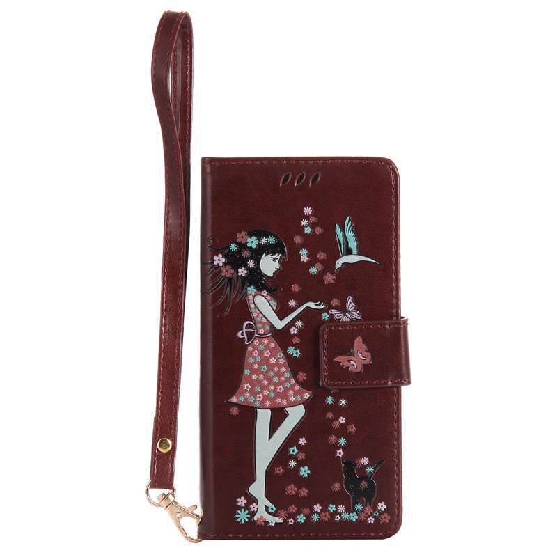 

Women Cat Luminous Painted Pu Phone Case for Samsung Galaxy A5 2017, Brown