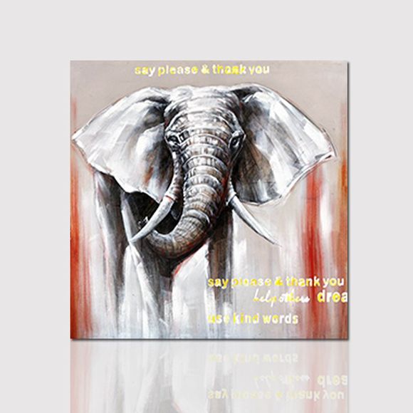 Hx-Art Pas de cadre Toile Animaux Éléphants Salon Bureau Peintures décoratives - multicolore 80CMX80CM