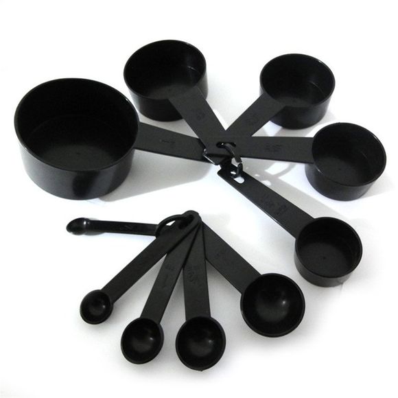 Tasses de Mesure en Plastique Noir 10 Pièces / LOT de Cuillères à Mesurer Outils de Cuisine pour Thé Café - Noir 
