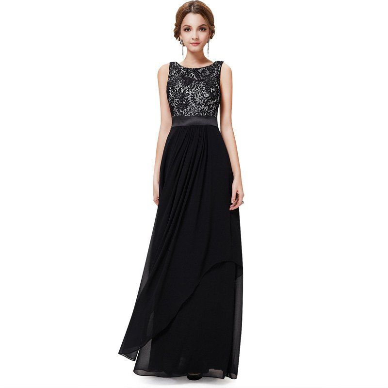 

Elegant Long Cocktail Dress, Black