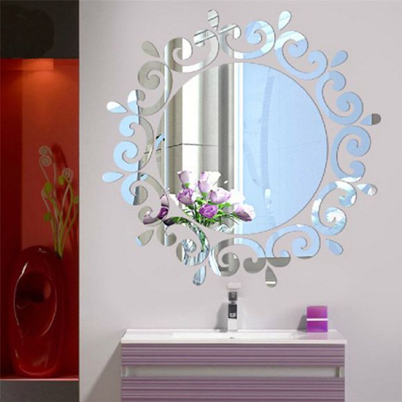 Étiquette murale de miroir pour salon Salle de bain - Argent 