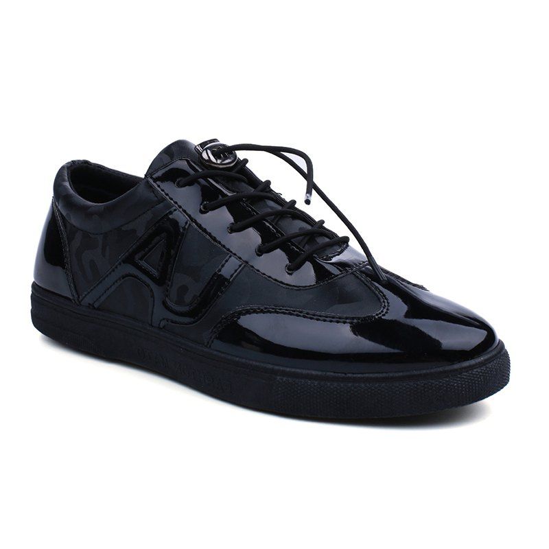 

Letter Drawstring Solid Color Casual Shoes, Black