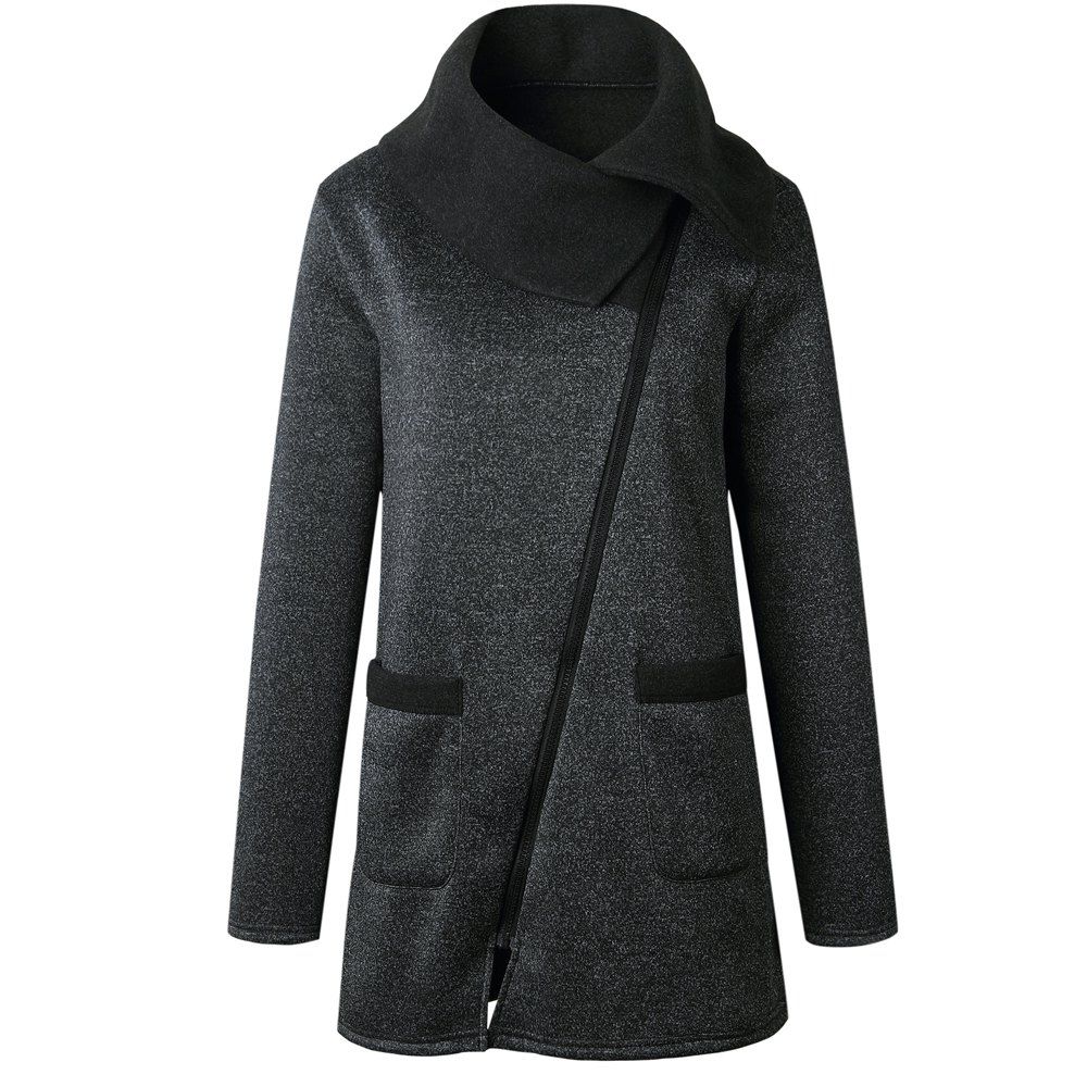 

2017 Autumn And Winter Fashion Side Zipper Jacket Coat, Deep gray