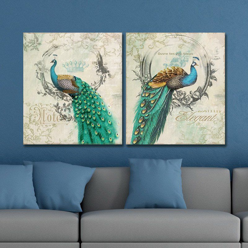 

Dyc 10011 2PCS Peacocks Canvas Print ready To Hang Paintings, Colormix