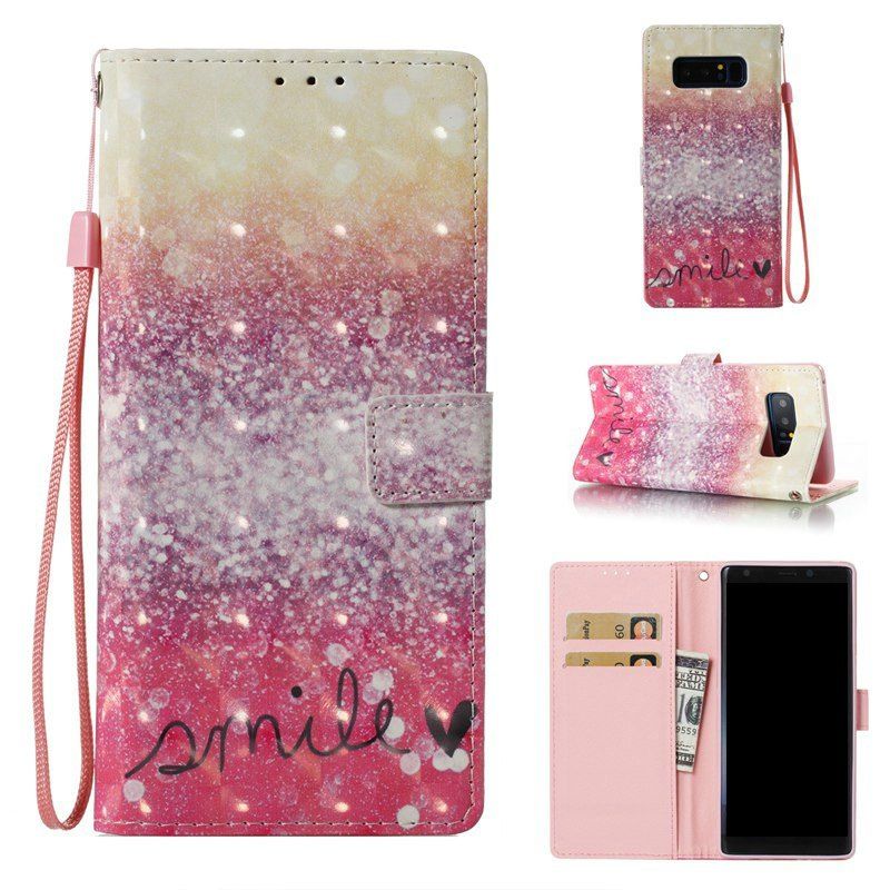 

3D Painted Pu Phone Case for Samsung Galaxy Note 8, Gold and pink