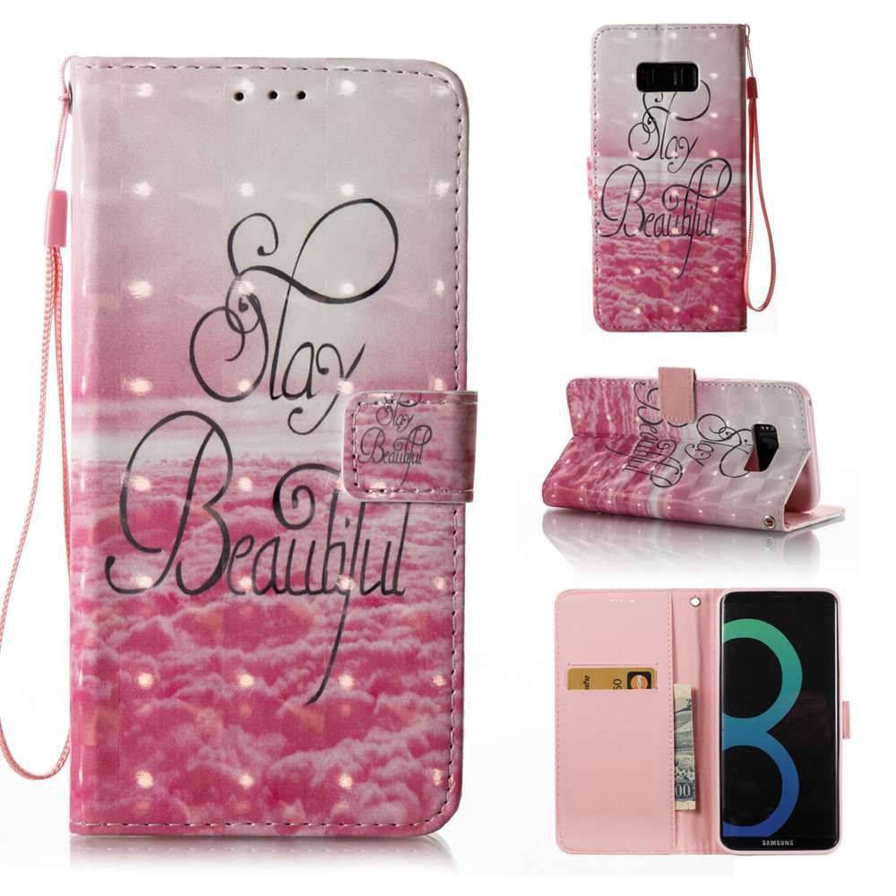 

3D Painted Pu Phone Case for Samsung Galaxy S8 Plus, Pink