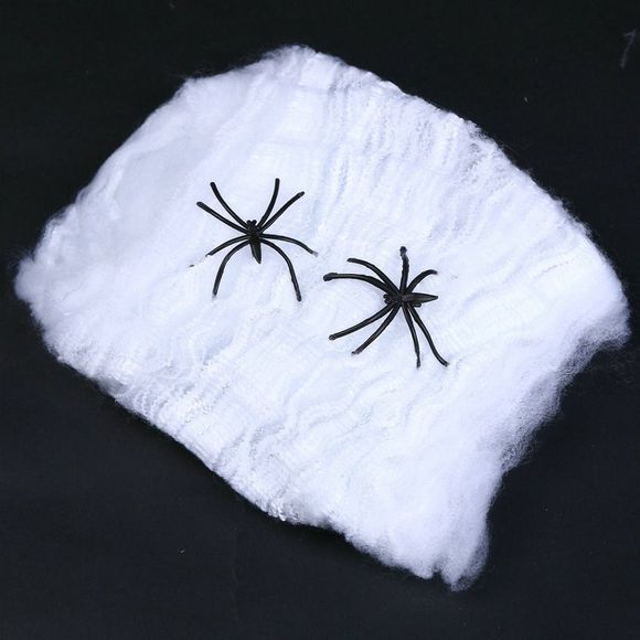 Toile d'araignée Populaire Drôle en Plastique Coton pour Fête d'Halloween Décoration de Scène de Bar - Blanch neige 