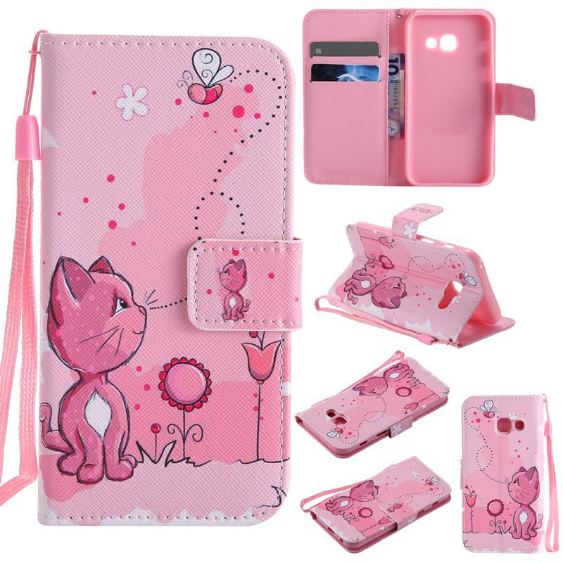 

New Painted Pu Phone Case for Samsung Galaxy A3 2017, Light pink