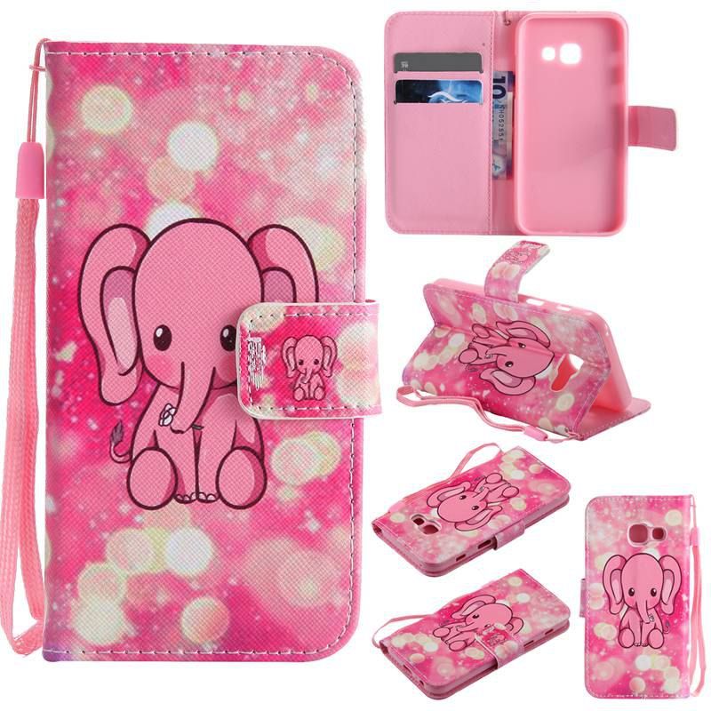 

New Painted Pu Phone Case for Samsung Galaxy A3 2017, Deep pink